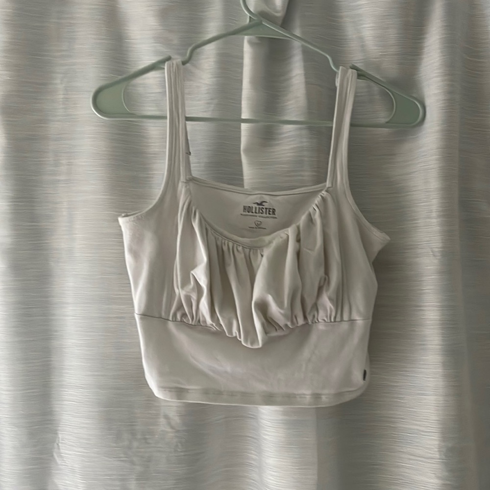White ruffled cropped top